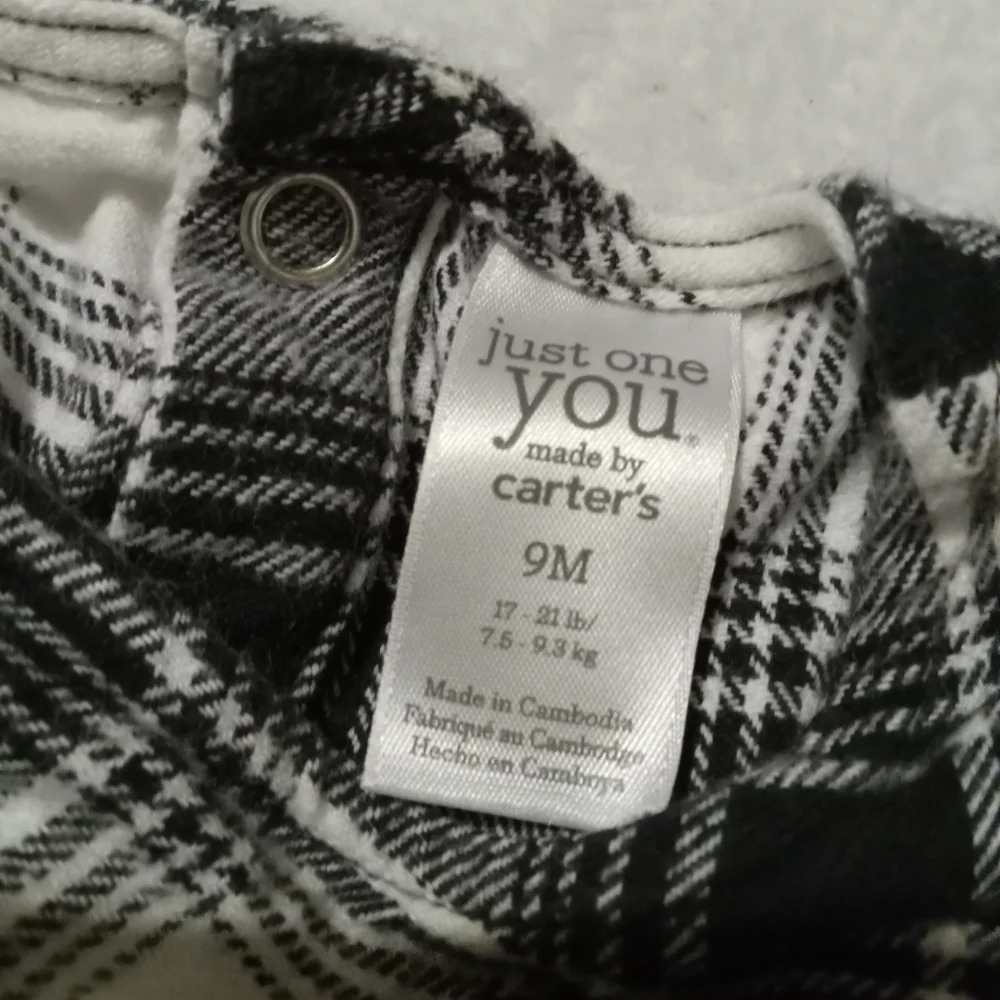 5 for $10 Just One You by Carter's Black & White Plaid Flannel Sleeveless Dress - Picture 3 of 3